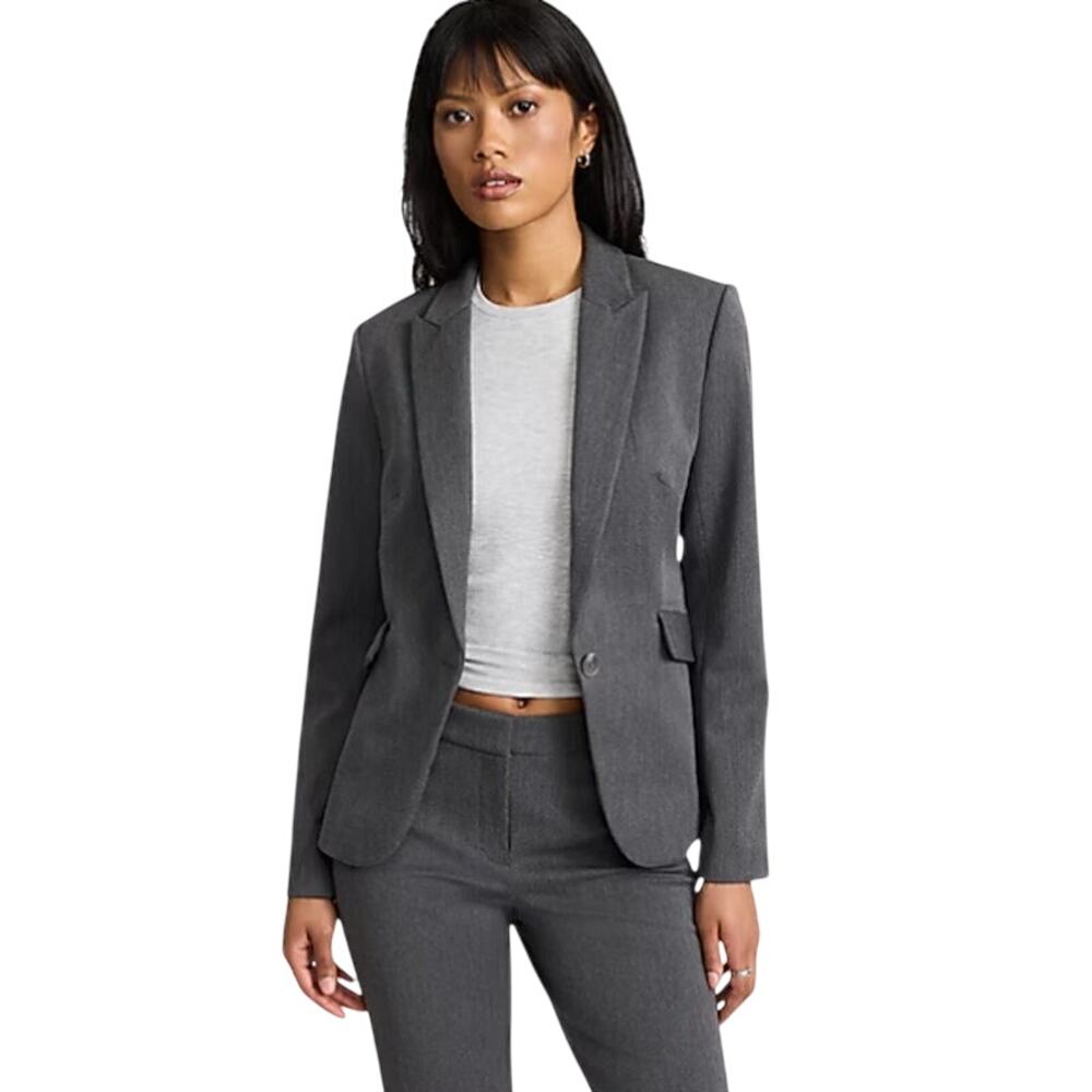 Express Editor Chic Fitted One-Button Blazer Heat… - image 3